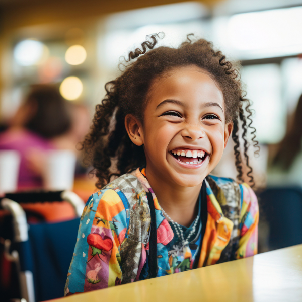 smiling young girl in a classroom